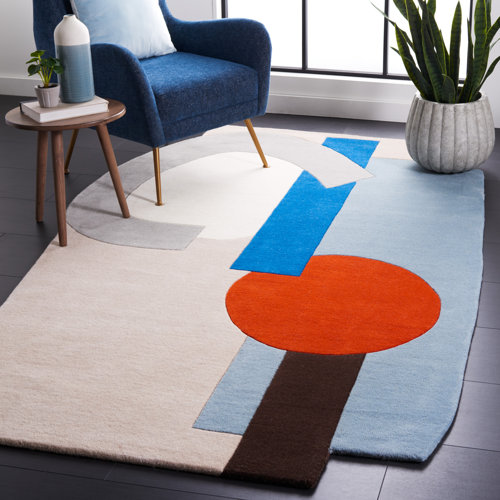 AllModern Danilo Handmade Hand Tufted Beige/Blue/Red Rug Wayfair